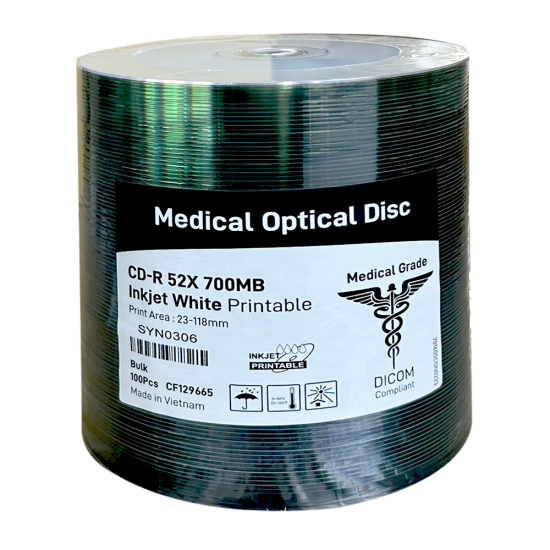 Medical Optical Disc, cd-r 52x 700 Mb inkjet white printable, DICOM compliant