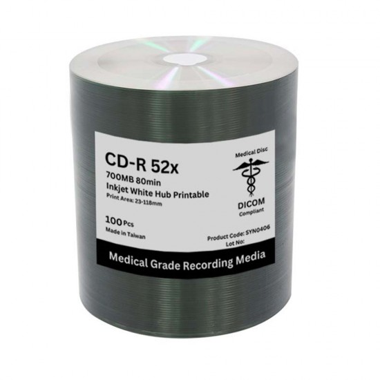Medical grade recording media, cd-r 52x 700 Mb inkjet printable, DICOM compliant
